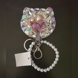 Keepsake Bejeweled Mirror with Pearly Hand Grip